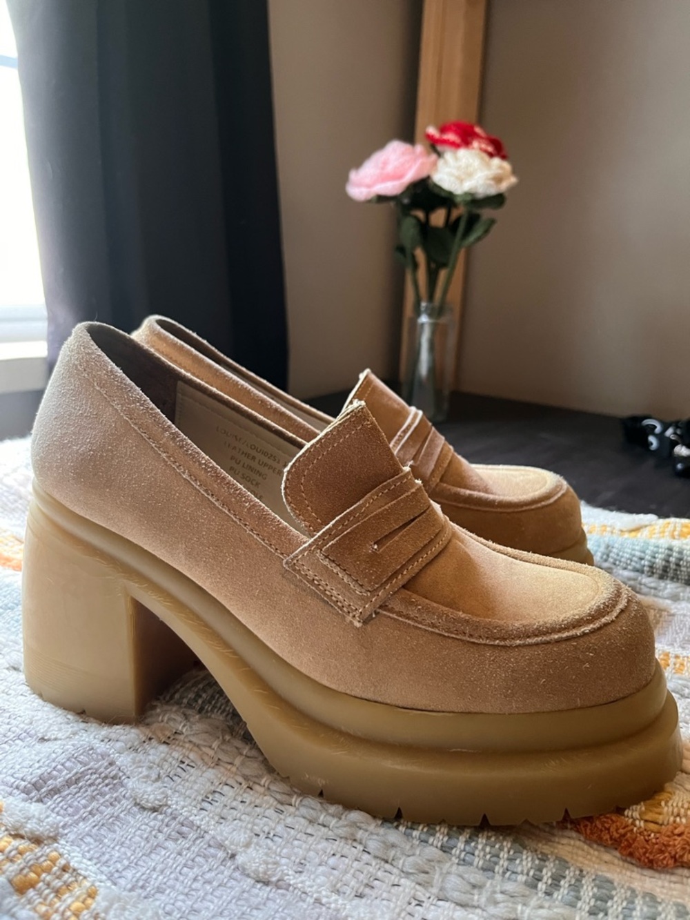 Steve Madden Tan Suede Platform Loafers